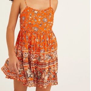 UO Scallop Babydoll Floral Boho Dress